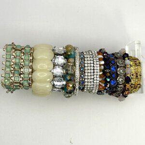 12 Piece Stretch Bracelet Stack Boho Statement Rhinestone Glass